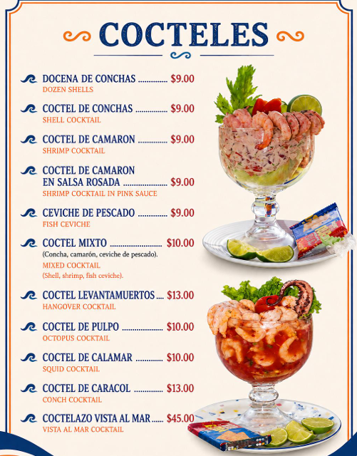 Menú de cócteles