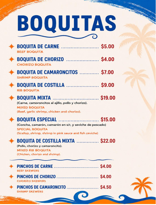 Menú de boquitas